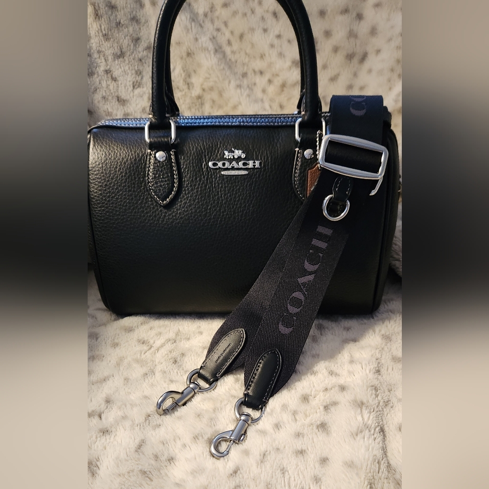 Coach Rowan black satchel with silver hardware